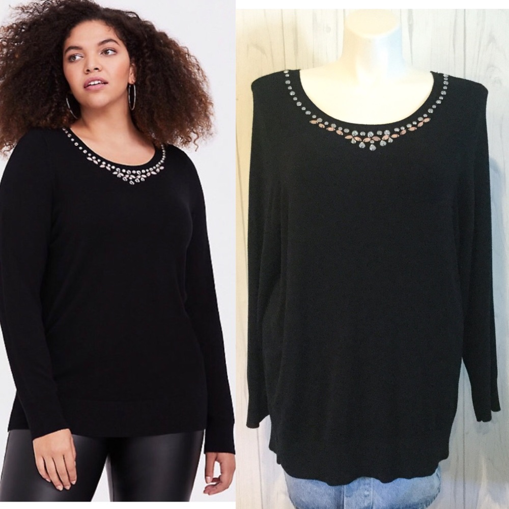 Torrid Black Jewel Beaded Sweater Size 3X